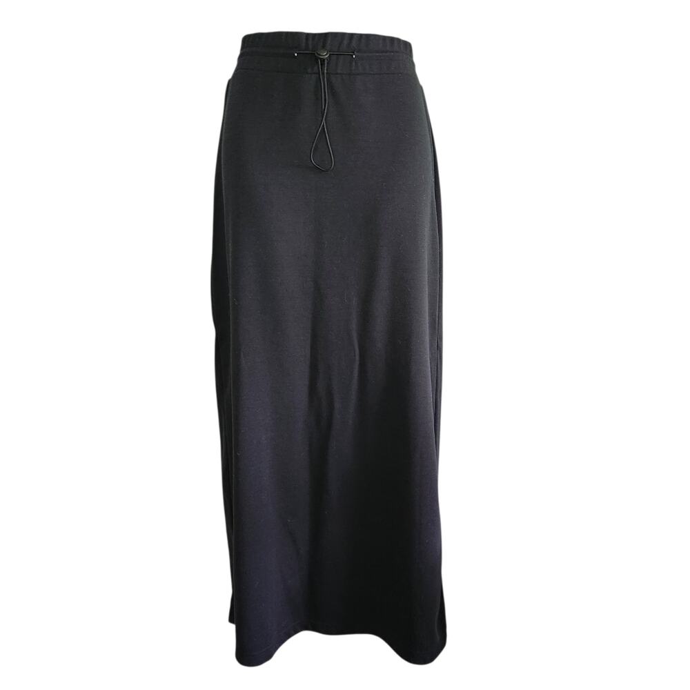Fashion Bug maxi skirt black back slit elastic waist size S